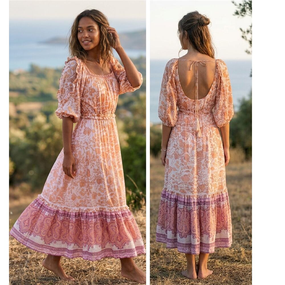 SECRET MISSION x SUPER NATURAL Aviana Floral Maxi Dress Medium Backless Boho